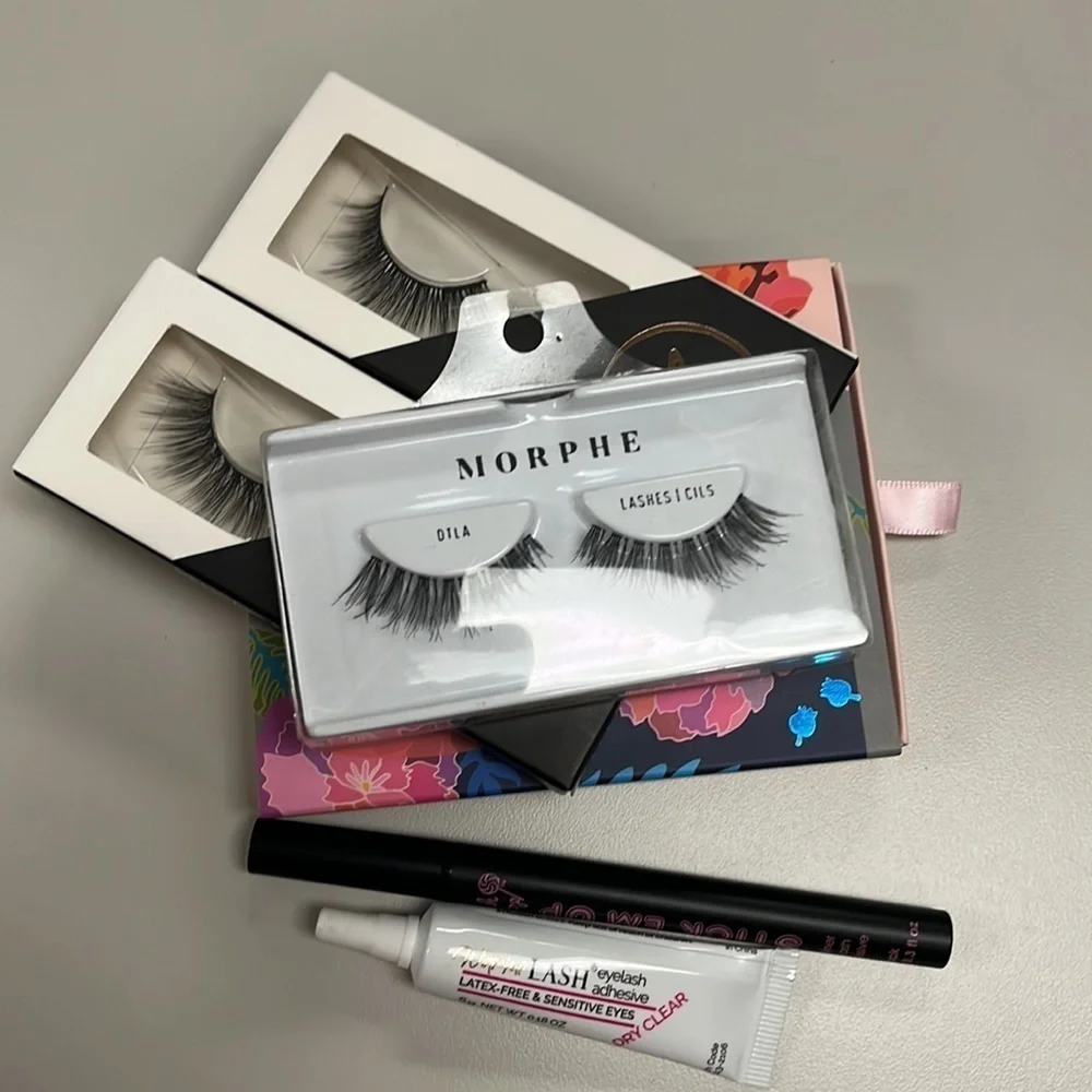 Eyelash essential bundle with bag, glue and eyeliner glue, all new unused 6 sets